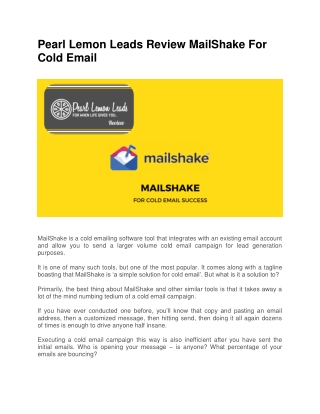 Pearl Lemon Leads Review: MailShake For Cold Email