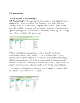 EZ Accounting | EZ Accounting Software | User Basic Software