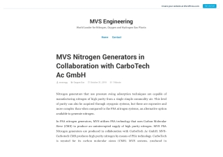 MVS Nitrogen Generators in collaboration with CarboTech Ac GmbH