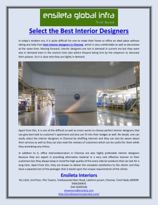 Select the Best Interior Designers