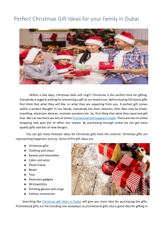 Perfect Christmas Gift Ideas for your family in Dubai