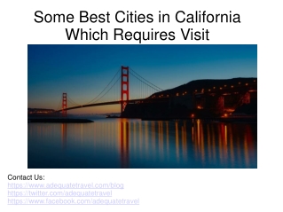 Some Best Cities in California Which Requires Visit