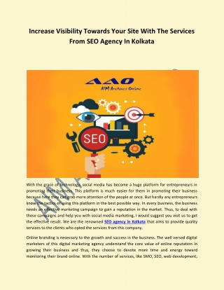 Increase Visibility Towards Your Site With The Services From SEO Agency In Kolkata