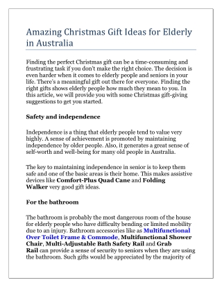 Amazing Christmas Gift Ideas for Elderly in Australia