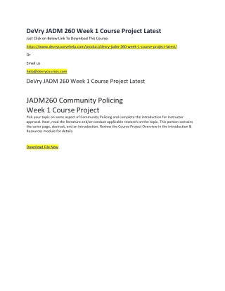 DeVry JADM 260 Week 1 Course Project Latest