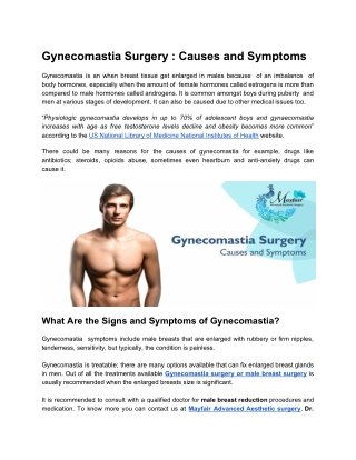 Causes of Gynecomastia and What Surgery Fixes It
