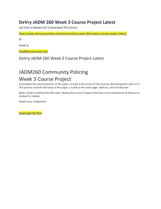 DeVry JADM 260 Week 3 Course Project Latest