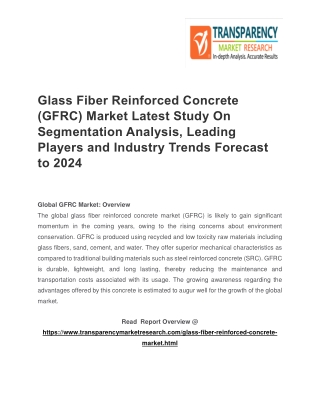 Glass Fiber Reinforced Concrete (GFRC) Market Latest Study On Segmentation Analysis, Leading Players and Industry Trends