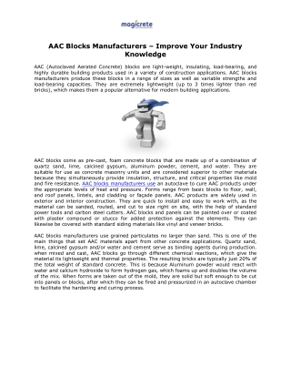 AAC Blocks Manufacturers – Improve Your Industry Knowledge