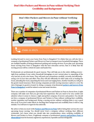 Don’t Hire Packers and Movers in Pune without Verifying Their Credibility and Background