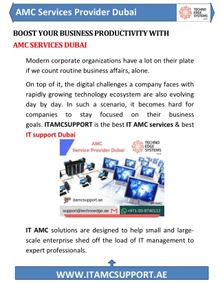 Boost Your Business With It Amc Services Provider In Dubai