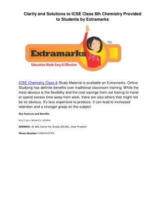 Clarity and Solutions to ICSE Class 8th Chemistry Provided to Students by Extramarks