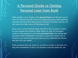 A Personal Guide to Getting Personal Loan from Bank