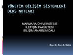 Y NETIM BILISIM SISTEMLERI DERS NOTLARI