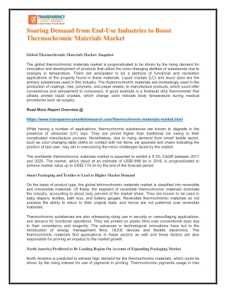 Soaring Demand from End-Use Industries to Boost Thermochromic Materials Market