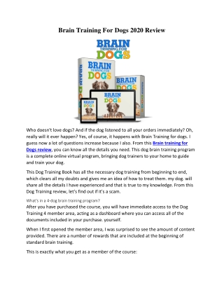 Brain Training For Dogs 2020 Review