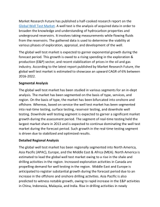 Global Well Test Market 2019 Review: Forecast to 2023