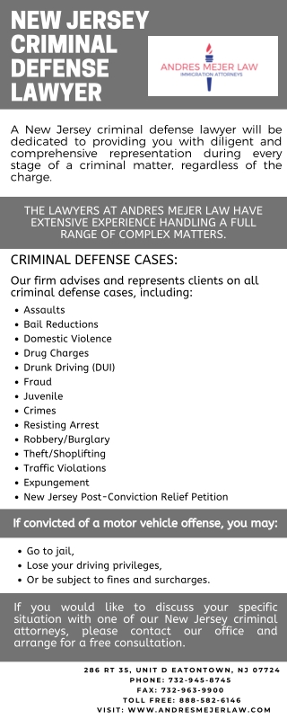 Criminal Defense Lawyers Eatontown NJ - Andres Mejer Law