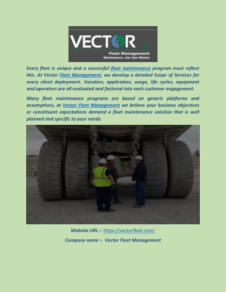 BUSINESS SPECIFIC SOLUTIONS - Vector Fleet Management