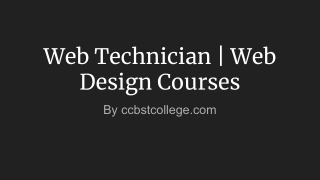 Web technician | web design courses