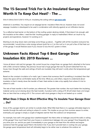 The Best Guide To 10 Best Garage Door Insulation Kit - 2020 - Garage And Shop