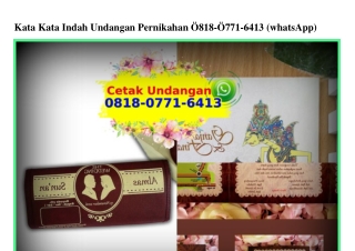 Kata Kata Indah Undangan Pernikahan 0818·0771·6413[wa]