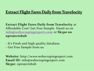 Extract Flight Fares Daily from Travelocity