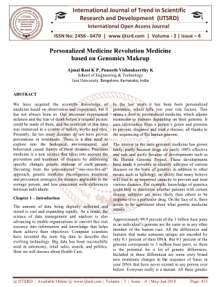 Personalized Medicine Revolution Medicine based on Genomics Makeup