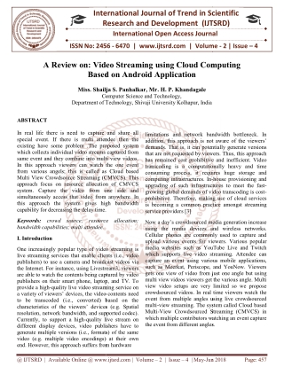 A Review on Video Streaming using Cloud Computing Based on Android Application