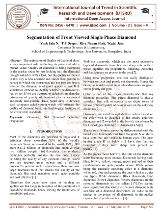 Segmentation of Front Viewed Single Phase Diamond