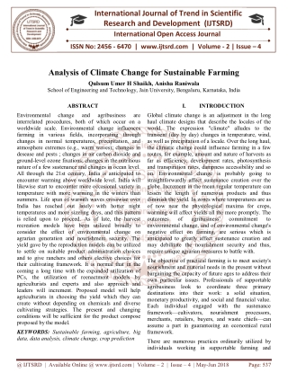 Analysis of Climate Change for Sustainable Farming