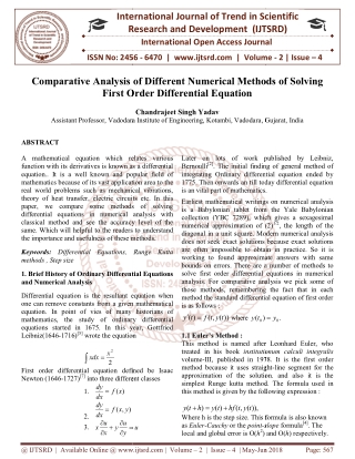 Comparative Analysis of Different Numerical Methods of Solving First Order Differential Equation