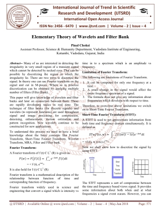 Elementary Theory of Wavelets and Filter Bank