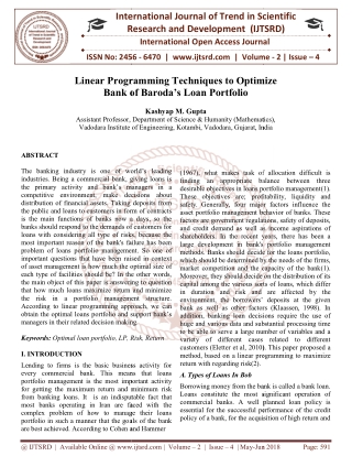 Linear Programming Techniques to Optimize Bank of Baroda's Loan Portfolio