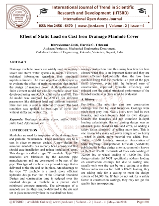 Effect of Static Load on Cast Iron Drainage Manhole Cover