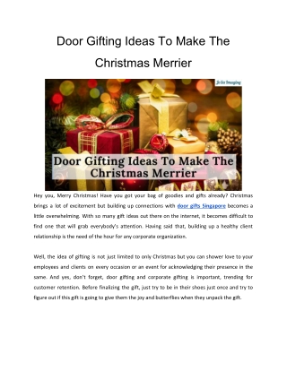 Door Gifting Ideas To Make The Christmas Merrier