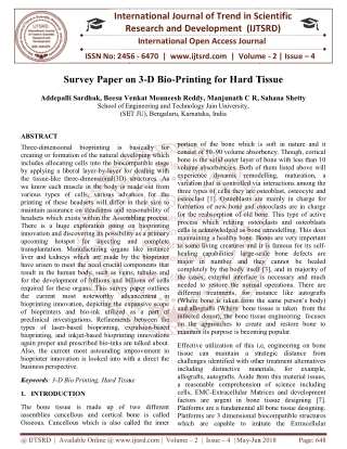 Survey Paper on 3 D Bio Printing for Hard Tissue