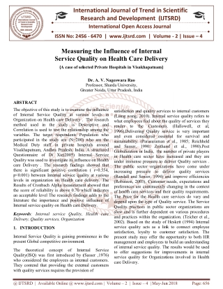 Measuring the influence of Internal Service Quality on Health Care Delivery