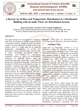 A Review on Airflow and Temperature Distribution in A Residential Building with an under Floor Air Distribution System