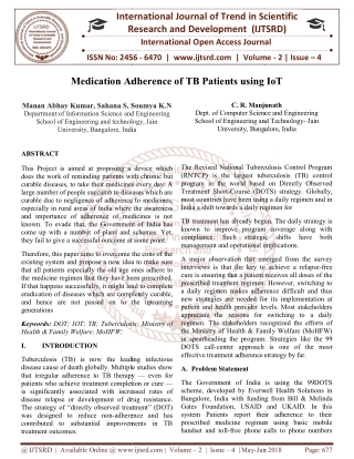 Medication Adherence of TB Patients using IoT