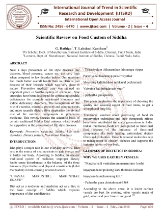 Scientific Review on Food Custom of Siddha