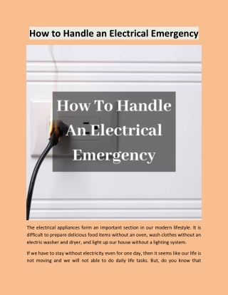 How to Handle An Electrical Emergency