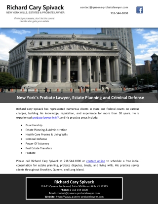 New York’s Probate Lawyer, Estate Planning and Criminal Defense