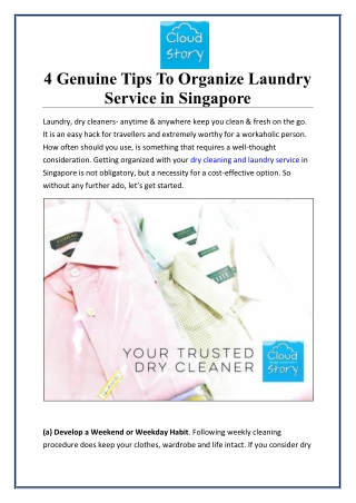 4 Genuine Tips To Organize Laundry Service in Singapore