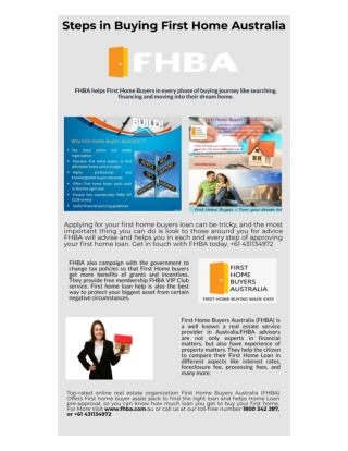 Get Your First Home Loan with the help of FHBA