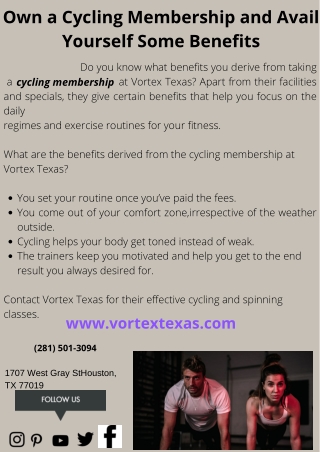 Own a Cycling Membership and Avail Yourself Some Benefits