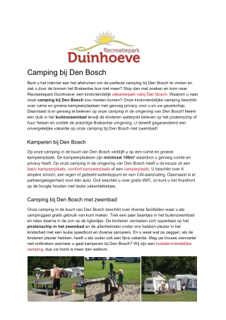 Recreatiepark Duinhoeve - Camping Den Bosch