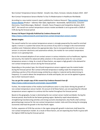 Non-Contact Temperature Sensors Market - Growth, Size, Share, Forecast, industry Analysis 2019 - 2027