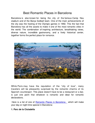 Best Romantic Places in Barcelona