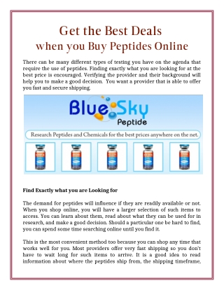 Get the Best Deals when you Buy Peptides Online